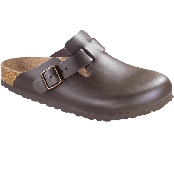 Birkenstock Shoes - Birkenstock Boston Unisex Dark Brown Patent Leather Clogs